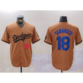 Los Angeles Dodgers #18 Yoshinobu Yamamoto Number Olive Cool Base Limited Stitched Baseball Jersey