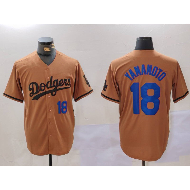 Los Angeles Dodgers #18 Yoshinobu Yamamoto Number Olive Cool Base Limited Stitched Baseball Jersey