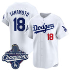 Los Angeles Dodgers #18 Yoshinobu Yamamoto White 2025 Champions Stitched Baseball Jersey