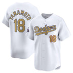 Los Angeles Dodgers #18 Yoshinobu Yamamoto White 2025 Gold Collection Limited Stitched Baseball Jersey