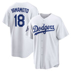 Los Angeles Dodgers #18 Yoshinobu Yamamoto White 2025 World Series Champions Home Replica Baseball Jersey