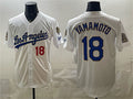 Los Angeles Dodgers #18 Yoshinobu Yamamoto White 2026 Gold Collection 9x & B2B Champs Patch Stitched Baseball Jersey