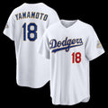 Los Angeles Dodgers #18 Yoshinobu Yamamoto White 2026 Gold Collection Stadium Baseball Jersey