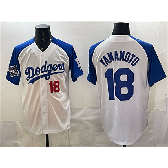 Los Angeles Dodgers #18 Yoshinobu Yamamoto White Royal 2025 World Series Limited Stitched Baseball Jersey