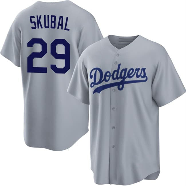 Los Angeles Dodgers #29 Tarik Skubal Gray Cool Base Stitched Baseball Jersey