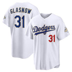 Los Angeles Dodgers #31 Tyler Glasnow White 2026 Gold Collection Stadium Baseball Jersey
