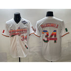 Los Angeles Dodgers #34 Fernando Valenzuela White Mexico California Patch 2025 World Series Patch Stitched Baseball Jersey