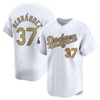 Los Angeles Dodgers #37 Teoscar Hernandez White 2025 Gold Collection Limited Stitched Baseball Jersey
