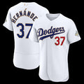 Los Angeles Dodgers #37 Teoscar Hern¨¢ndez White 2026 Gold Collection Authentic Baseball Jersey
