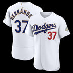 Los Angeles Dodgers #37 Teoscar Hern¨¢ndez White 2026 Gold Collection Authentic Baseball Jersey