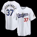 Los Angeles Dodgers #37 Teoscar Hern¨¢ndez White 2026 Gold Collection Stadium Baseball Jersey