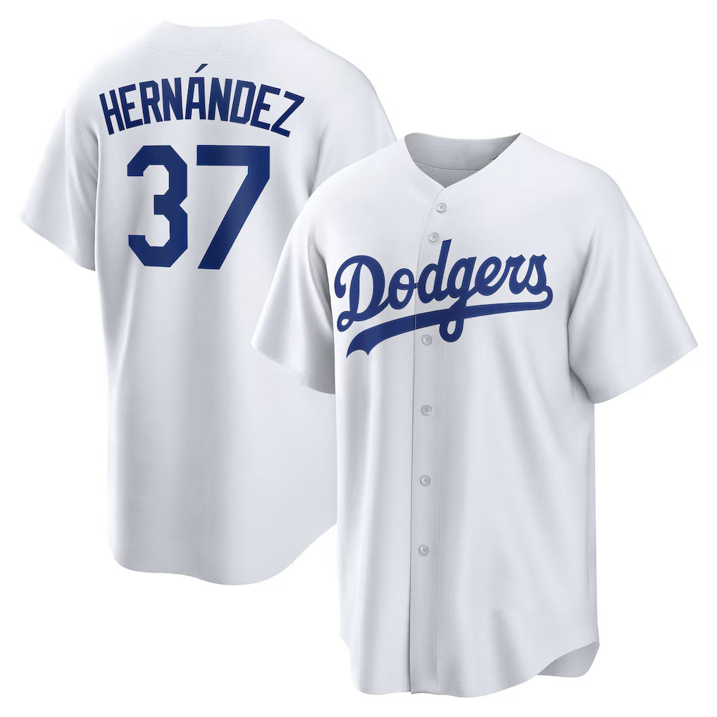 Los Angeles Dodgers #37 Teoscar Hernandez White Home Replica Baseball Jersey