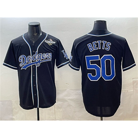 Los Angeles Dodgers #50 Mookie Betts Black Fashion 2025 World Series Cool Base Stitched Baseball Jersey