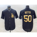 Los Angeles Dodgers #50 Mookie Betts Black Gold Cool Base Stitched Baseball Jersey