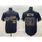 Los Angeles Dodgers #50 Mookie Betts Black Gold Limited Stitched Baseball Jersey