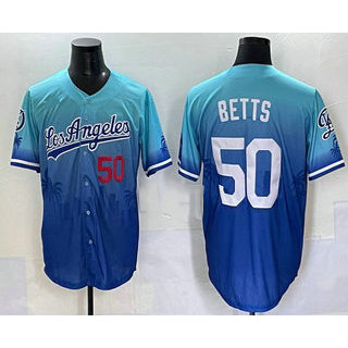 Los Angeles Dodgers #50 Mookie Betts Black White Cool Base Stitched Baseball Jersey