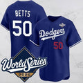 Los Angeles Dodgers #50 Mookie Betts Blue 2025 World Series Vapor Limited Stitched Baseball Jersey