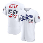 Los Angeles Dodgers #50 Mookie Betts Fourth of July White USA 250 Authentic Baseball Jersey