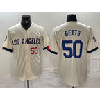 Los Angeles Dodgers #50 Mookie Betts Number Cream 2024 City Connect Limited Stitched Baseball Jersey