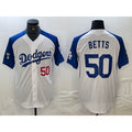 Los Angeles Dodgers #50 Mookie Betts Number White Blue Fashion Stitched Cool Base Limited Baseball Jersey