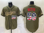 Los Angeles Dodgers #50 Mookie Betts Olive 2026 Armed Forces Day 250 Fourth of July Stitched Baseball Jersey