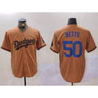 Los Angeles Dodgers #50 Mookie Betts Olive Cool Base Limited Stitched Baseball Jersey