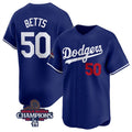 Los Angeles Dodgers #50 Mookie Betts Royal 2024 World Series Champions Alternate Limited Stitched Baseball Jersey