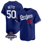 Los Angeles Dodgers #50 Mookie Betts Royal 2024 World Series Champions Alternate Limited Stitched Baseball Jersey