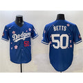 Los Angeles Dodgers #50 Mookie Betts Royal 2025 Tokyo Series Limited Stitched Baseball Jersey
