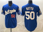 Los Angeles Dodgers #50 Mookie Betts Royal 2026 Gold Collection 9x & B2B Champs Patch Stitched Baseball Jersey