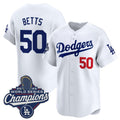 Los Angeles Dodgers #50 Mookie Betts White 2025 Champions Stitched Baseball Jersey
