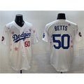 Los Angeles Dodgers #50 Mookie Betts White 2025 Tokyo Series Limited Stitched Baseball Jersey