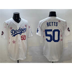Los Angeles Dodgers #50 Mookie Betts White 2025 Tokyo Series Limited Stitched Baseball Jersey