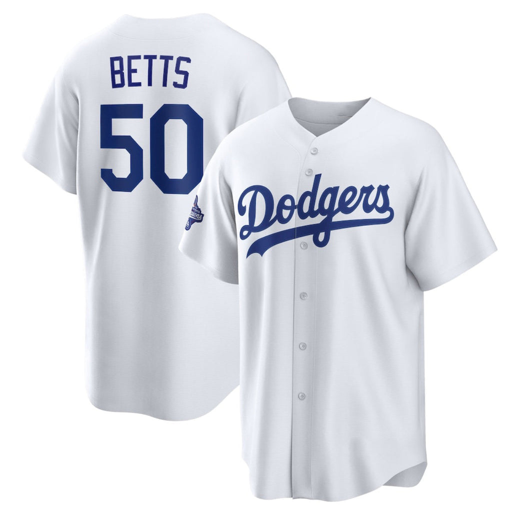 Los Angeles Dodgers #50 Mookie Betts White 2025 World Series Champions Home Cool Base Stitched Baseball Jersey