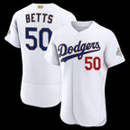 Los Angeles Dodgers #50 Mookie Betts White 2026 Gold Collection Authentic Baseball Jersey