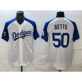 Los Angeles Dodgers #50 Mookie Betts White Blue Fashion Stitched Cool Base Limited Baseball Jersey