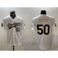Los Angeles Dodgers #50 Mookie Betts White Gold 2024 World Series With Fernando Memorial Patch Limited Stitched baseball jersey