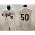 Los Angeles Dodgers #50 Mookie Betts White Gold 2025 World Series Champions Patch Limited Stitched Baseball Jersey