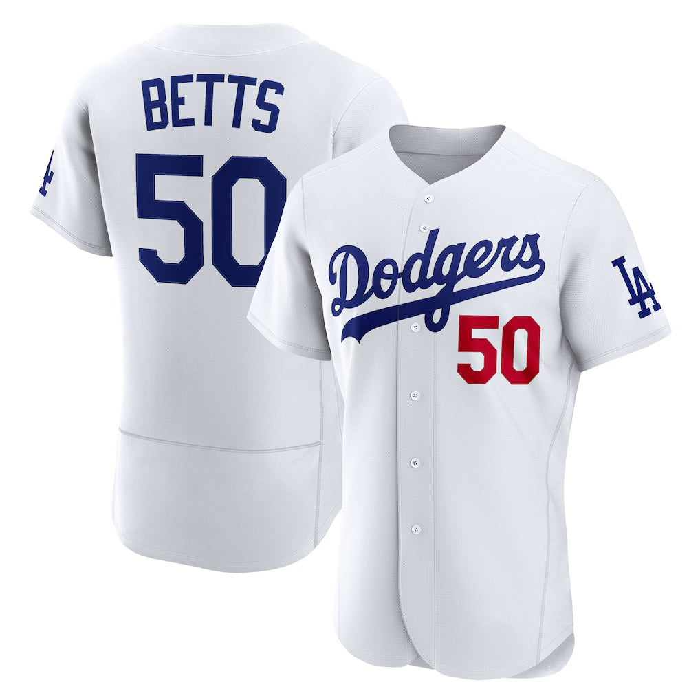 Los Angeles Dodgers #50 Mookie Betts White Home Authentic Baseball Jersey