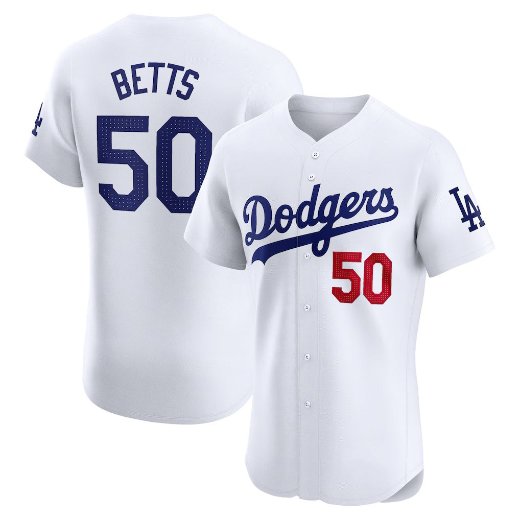 Los Angeles Dodgers #50 Mookie Betts White Home Elite Baseball Jersey