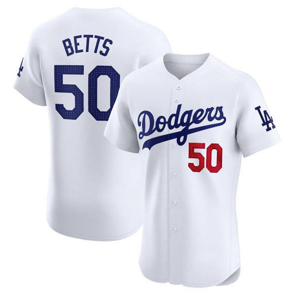 Los Angeles Dodgers #50 Mookie Betts White Home Elite Stitched Baseball Jersey