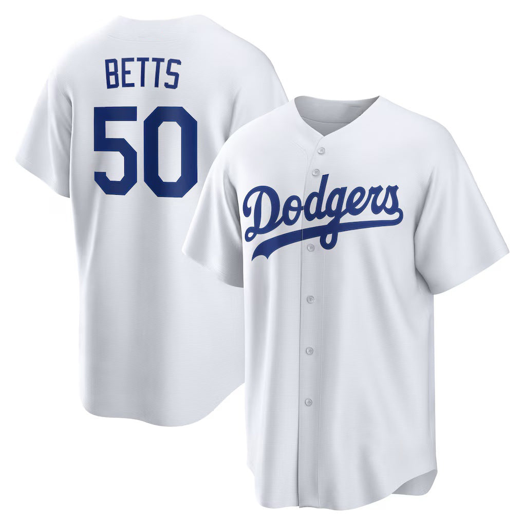 Los Angeles Dodgers #50 Mookie Betts White Home Replica Player Name Baseball Jersey