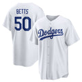 Los Angeles Dodgers #50 Mookie Betts White Home Replica Player Name Baseball Jersey