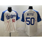 Los Angeles Dodgers #50 Mookie Betts White Royal 2025 Tokyo Series Limited Stitched Baseball Jersey