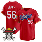 Los Angeles Dodgers #56  LUFFY Red x One Piece Vapor Premier Limited Baseball Stitched Jersey