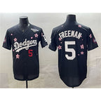 Los Angeles Dodgers #5 Freddie Freeman Black 2025 World Series Patch Tokyo Series Limited Stitched Baseball Jersey