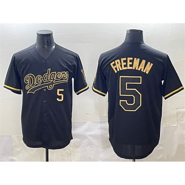 Los Angeles Dodgers #5 Freddie Freeman Black Gold Limited Stitched Baseball Jersey