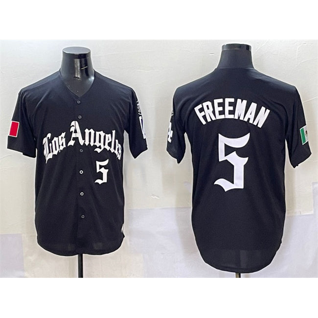 Los Angeles Dodgers #5 Freddie Freeman Black Mexico 2025 LA Gothic Style With Fernando Patch Vapor Premier Limited Stitched Baseball Jersey