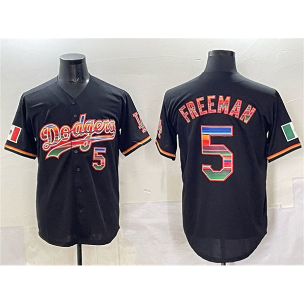 Los Angeles Dodgers #5 Freddie Freeman Black Mexico Cool Base Stitched Baseball Jersey