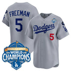 Los Angeles Dodgers #5 Freddie Freeman Gray 2025 Back-To-Back World Series Champions Jersey